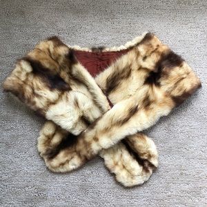 Vintage brown tan cream fur stole
